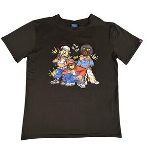 British Denim Bleecker & Mercer Shirt‎ Men's M Black Flow Hip Hop Teddy Bear